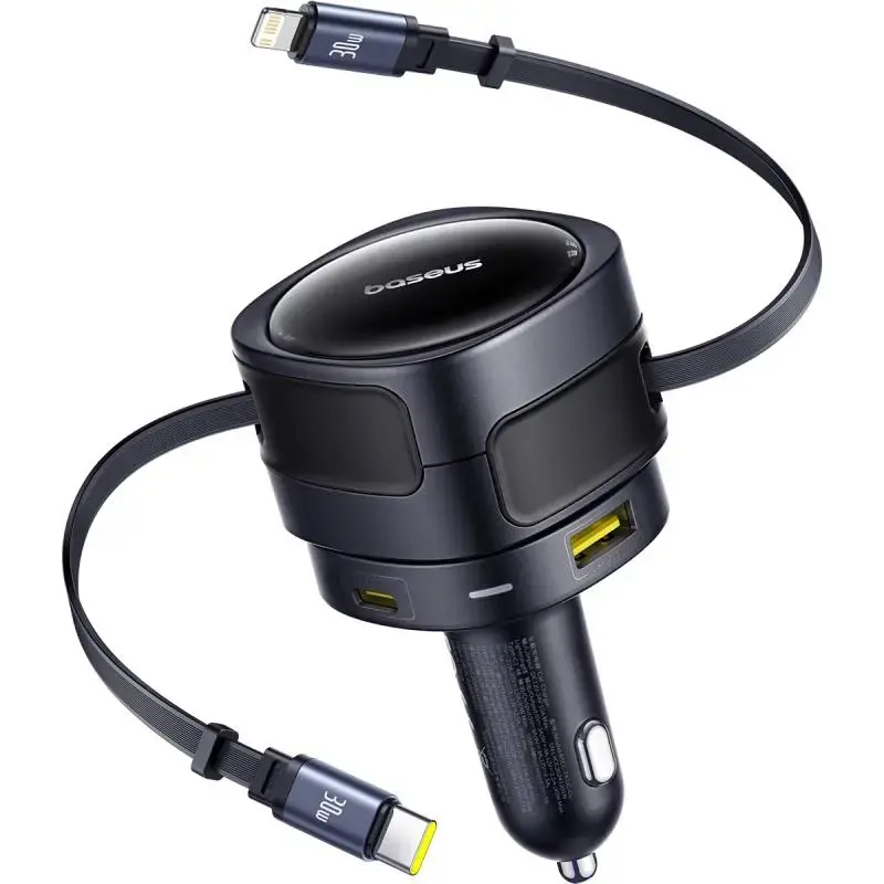 Baseus PD automašīnas lādētājs | 90W | USB-C, USB-A | melns