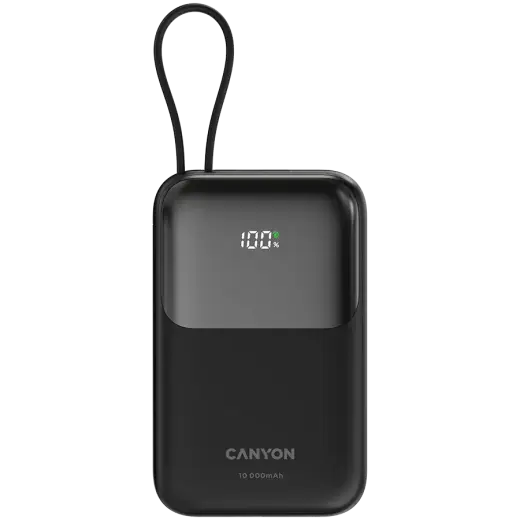 CANYON power bank OnPower 101 built-in cable 10000 mAh PD22.5W Black