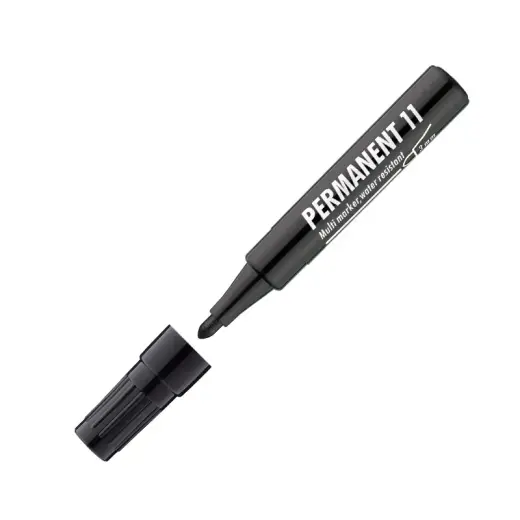 Noturīgais marķieris ICO 11 konisks 1-3 mm, melns (plastmasas korpuss)