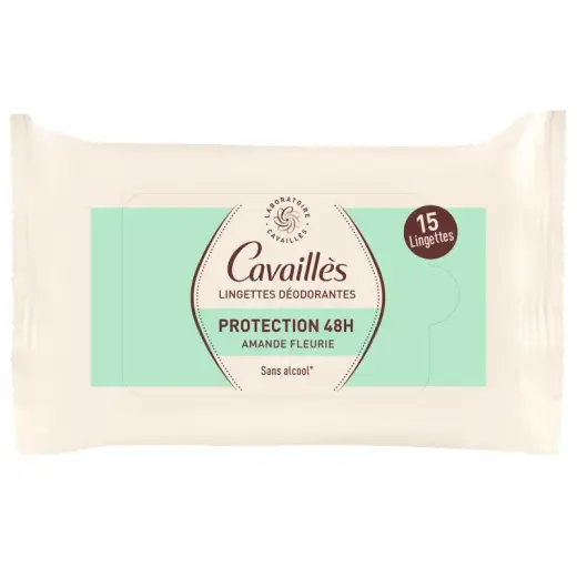 Roge Cavailles, Deodorant Wipes, 48h Protection, Antiperspirant, Unisex, 15 pcs