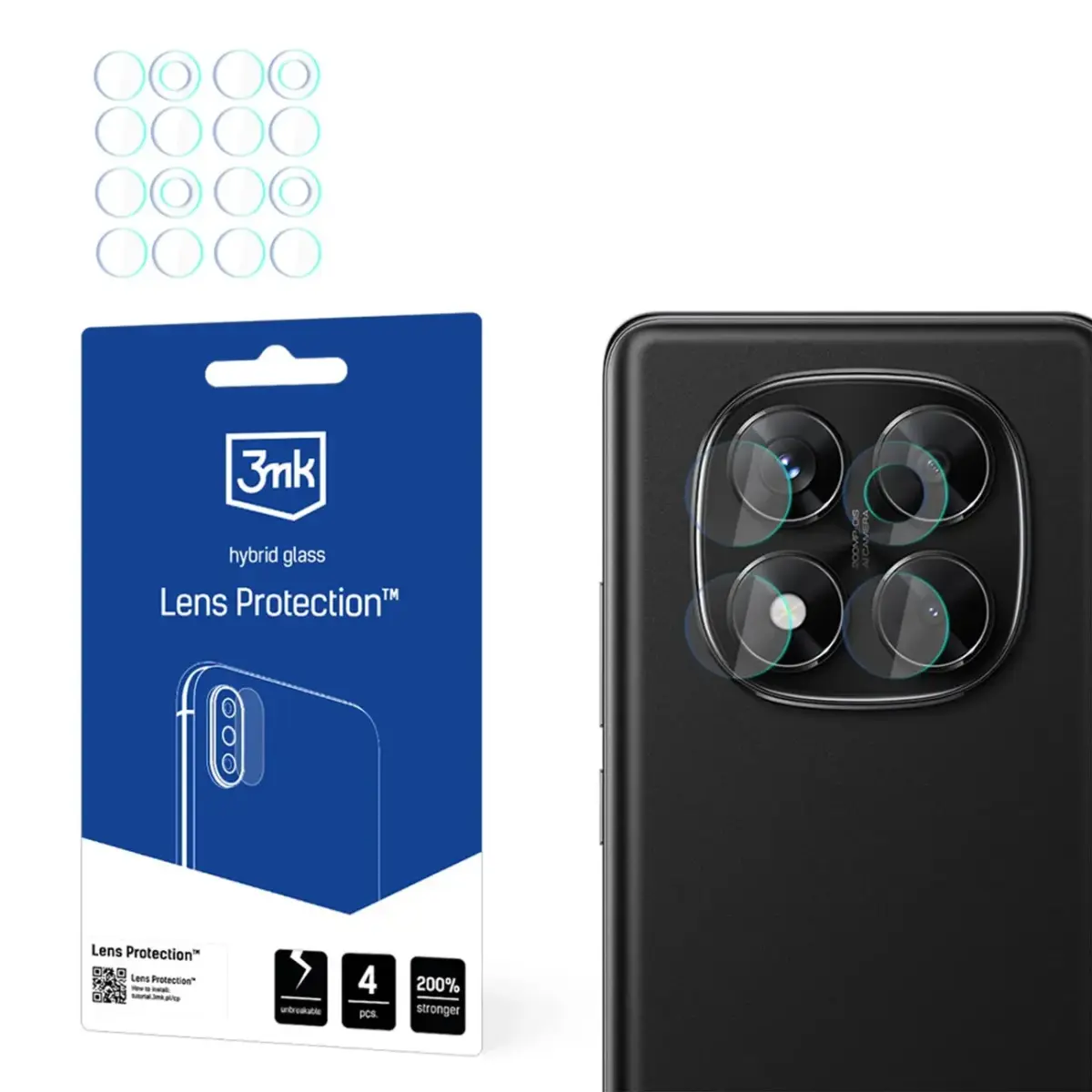 Hybrid Glass for Camera Lens 3mk Lens Protection for Xiaomi Redmi Note 14 Pro 4G