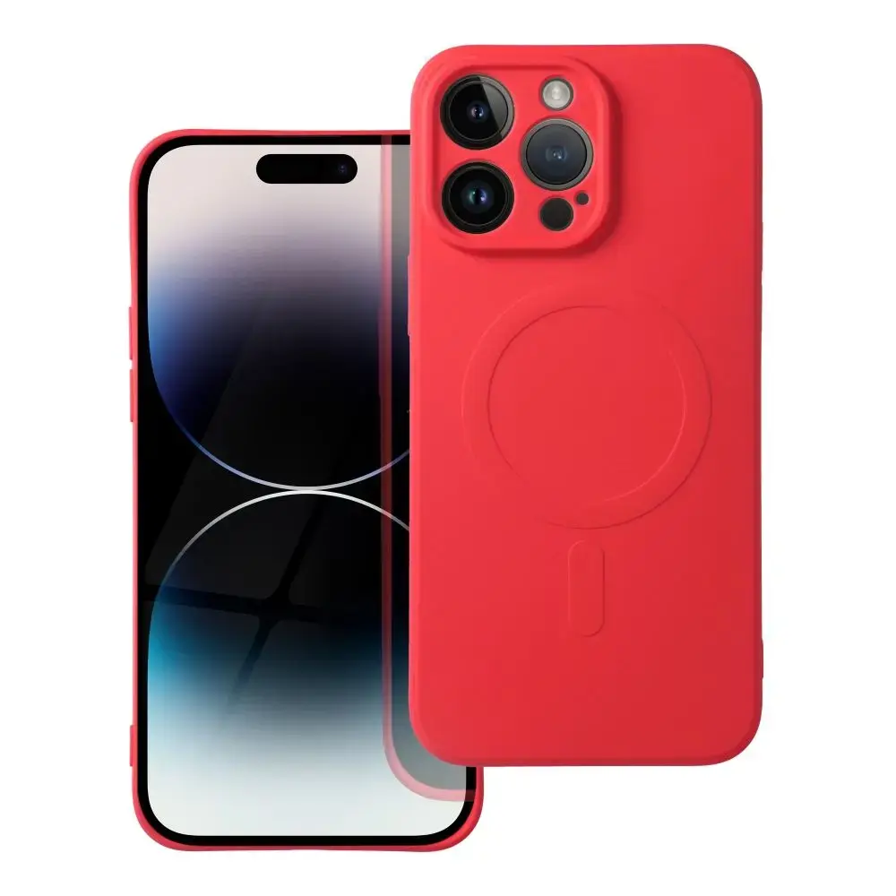 SILICONE MAG COVER case compatible with MagSafe for IPHONE 14 Pro Max red