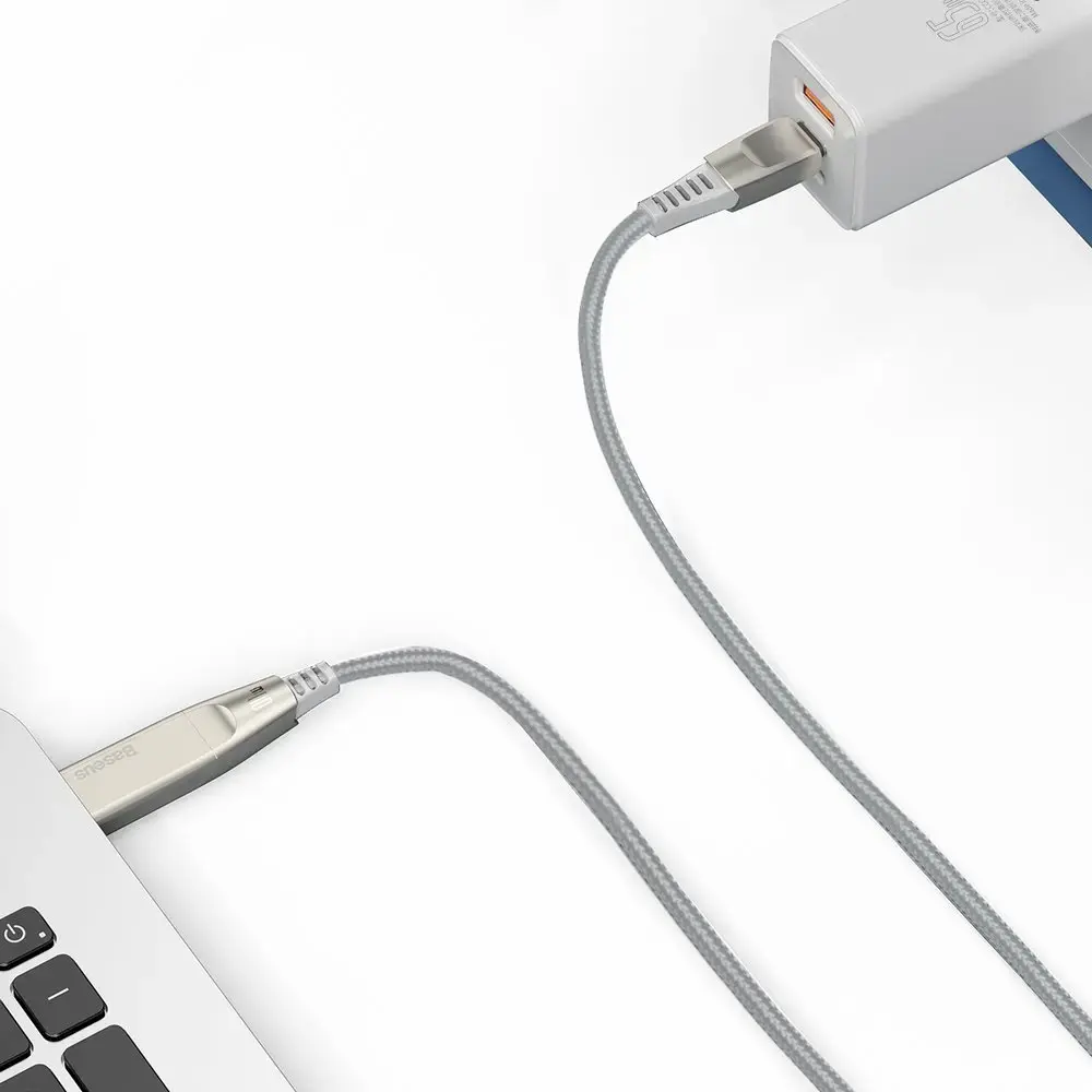 Baseus 2in1 USB - USB Typ C data charging cable | Lenovo (square plug) DC Adapter laptop plug 2 m 100 W 5 A gray (CA1T2-B0G)