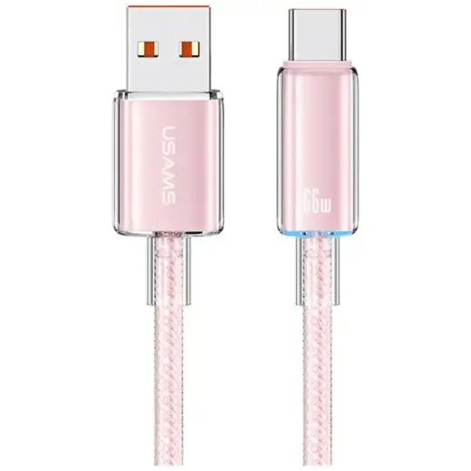 USAMS Cloud Series US-SJ658 data transfer and charging cable | USB-A to USB-C | 30W | 1.2m | pink