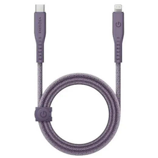 ENERGEA Flow datu pārraides un uzlādes vads | MFI | USB-C uz Lightning | 60W | 1.5m | violets