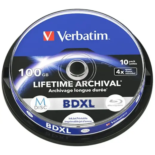 Disc BD-XL Verbatim M-Disc 100GB 4X     Inkjet Printable 10pcs 43850