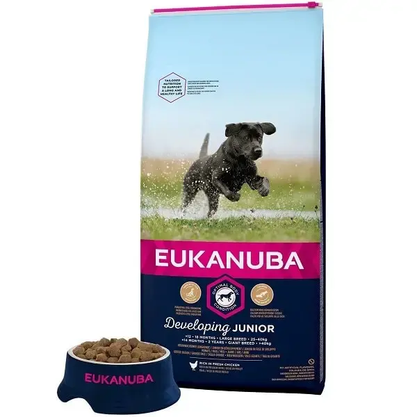 Sausa barība kucēniem - Eukanuba Junior Large Breed Chicken, 15 kg