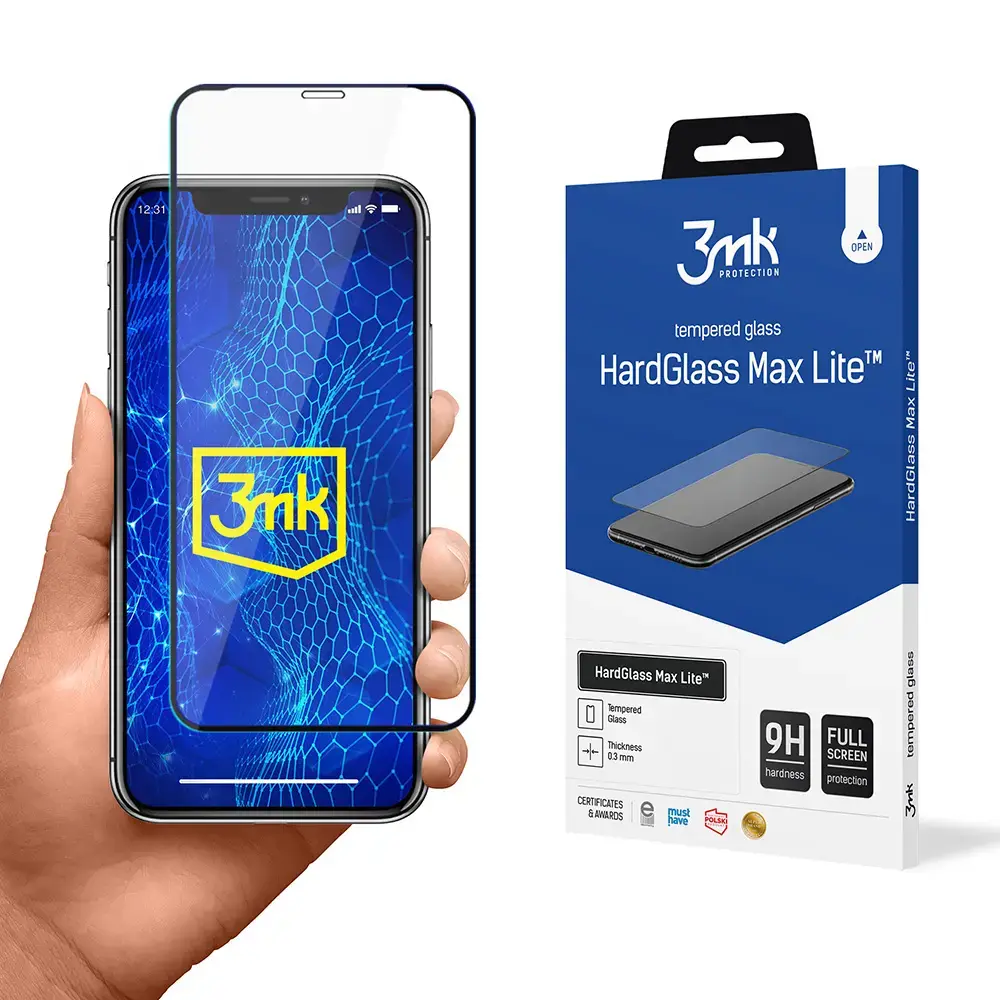 3mk HardGlass Max Lite tempered glass for phone iPhone X black