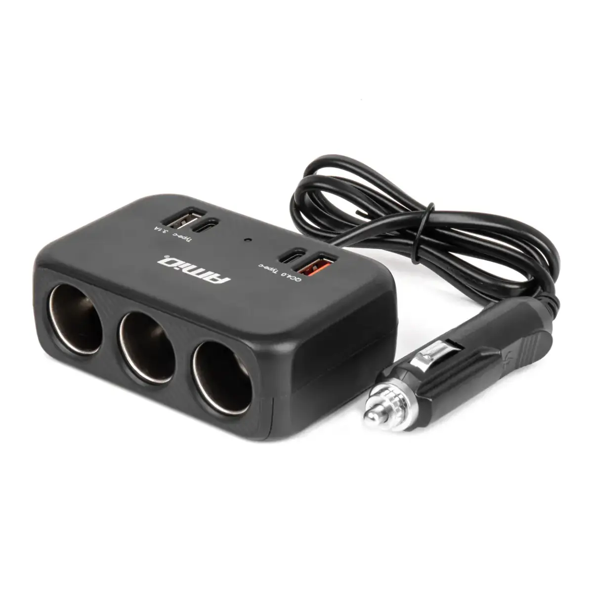 Triple extension socket charger 1x USB A 1x USB C QC 4.0 12/24V 120W 80cm AMIO-04365