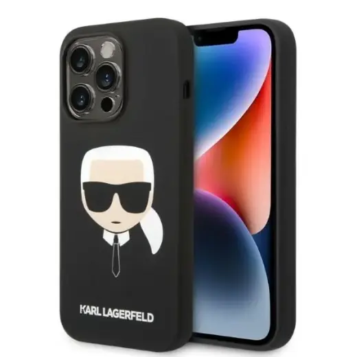 Karl Lagerfeld KLHMP14XSLKHBK iPhone 14  Pro Max 6,7" hardcase czarny|black Silicone Karl`s Head Magsafe