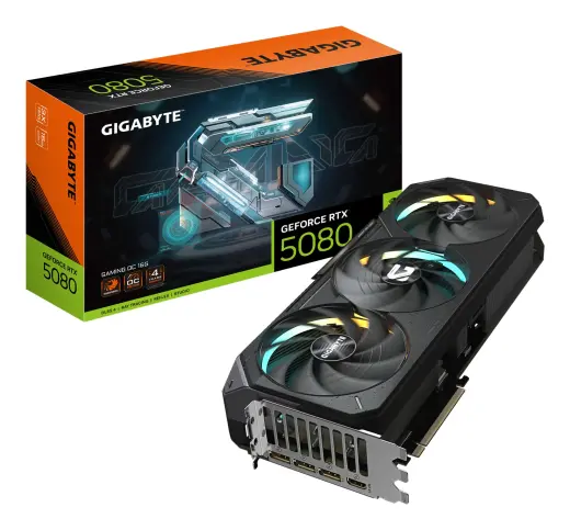 GIGABYTE GeForce RTX 5080 GAMING OC 16G GV-N5080GAMING OC-16GD vaizdo plokštė juoda