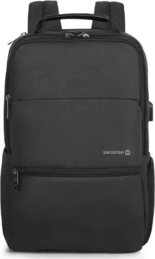 Swissten Laptop Backpack Mugursoma portatīvajiem datoriem 15.6" nodalījumiem ar USB izeju viedtālruņa uzlādei