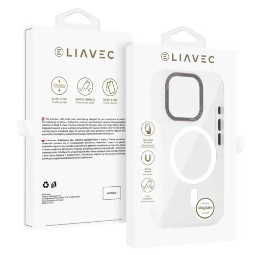 Liavec Hybrid phone case with MagSafe support for iPhone 16 Pro transparent