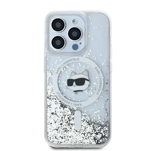 Karl Lagerfeld KLHMP13LLGCHSGH iPhone 13 Pro | 13 6.1" hardcase transparent Liquid Glitter Choupette Head Magsafe