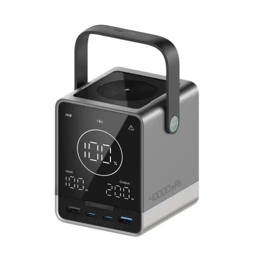 Cuktech P01CT ārējais akumulators (powerbank) | 40 000 mAh | 300W | USB-C, USB-A, Wireless | melns