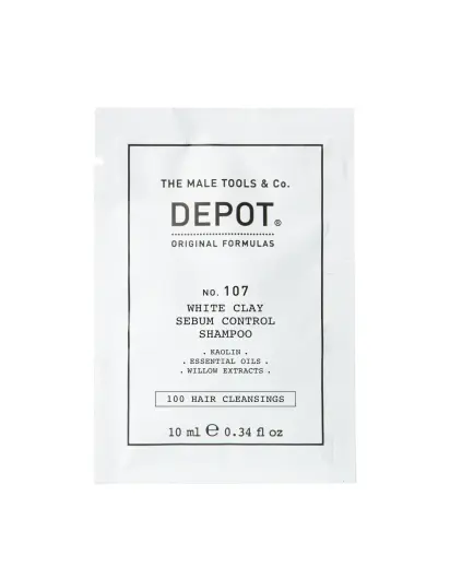 Depot, 100 Hair Cleansing No. 107, Kaolin, Hair Shampoo, For Regulation Of Excessive Sebum, 10 ml
