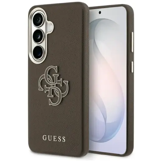 Guess Grained Big 4G Metal Logo telefoni ümbris Samsung Galaxy S26 (S942) pruun