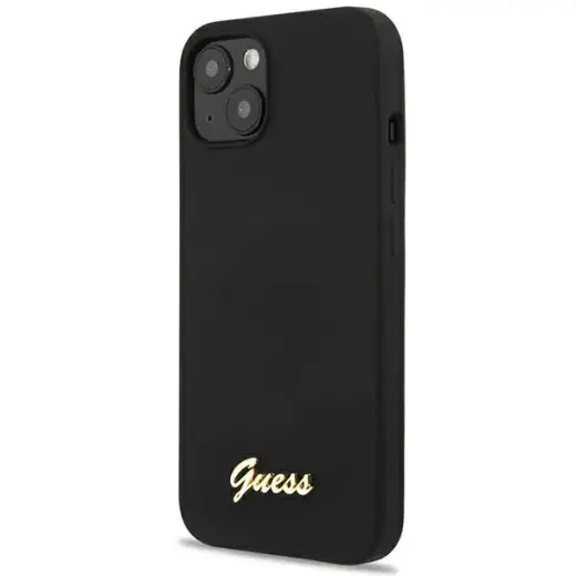 Guess GUHCP13MLSLMGBK iPhone 13 6,1" black|czarny hardcase Silicone Script Gold Logo