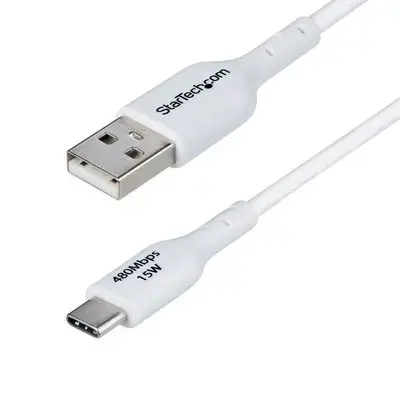 StarTech.com 3ft (1m) White USB-A to USB-C Charging Cable|Cord, M|M - USB-C cable - USB to 24 pin USB-C - 1 m