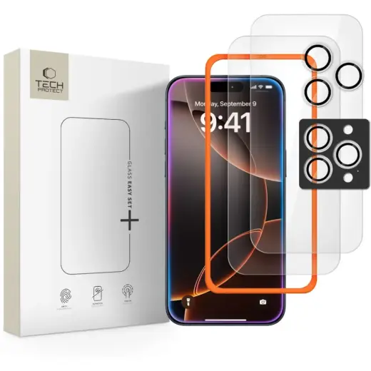 SZKŁO HARTOWANE TECH-PROTECT EASY SET+ 3-PACK IPHONE 16 PRO | 17 PRO CLEAR