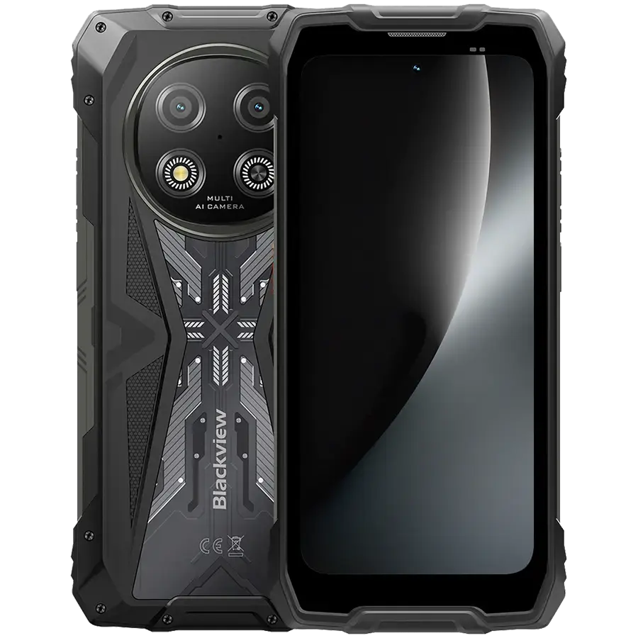 Blackview ROCK 2 5G 6.67-inch HD+ 1640x720 120Hz 12+256GB Unosoc T8100 Octa-Core 2.2GHz 13MP Front 16MP Rear NFC FG MIL-STD-810H 15000mAh Fingerprint  Android 16 Black