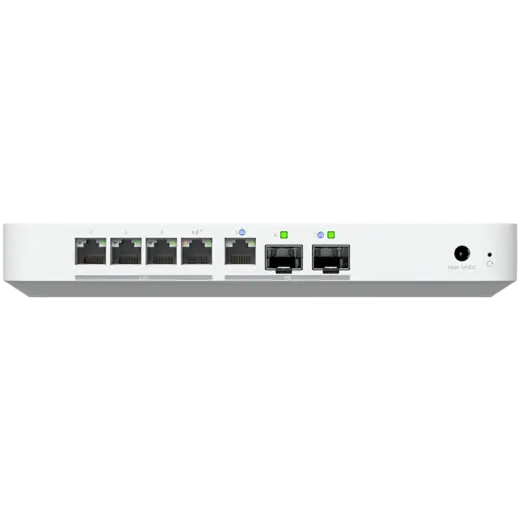 Ubiquiti UXG-Fiber Desktop 10G independent gateway with integrated 4-port 2.5 GbE switch, 5 Gbps routing with IDS/IPS, 10G SFP+ and (1) 10 GbE RJ45 WAN port, 10G SFP+ LAN port