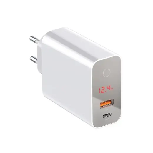 Baseus Speed PPS CCFSEU907-02 Travel Charger USB-C | 45W | 5A | Quick Charge 3.0 | LCD | Smart OFF White