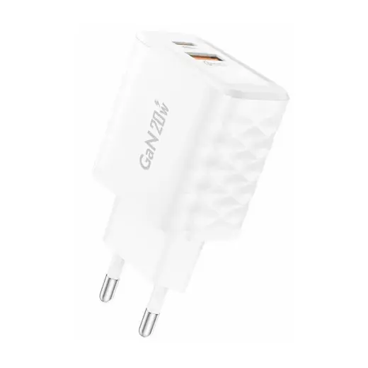 Foneng EU56 travel charger | 20W | USB-A, USB-C | white