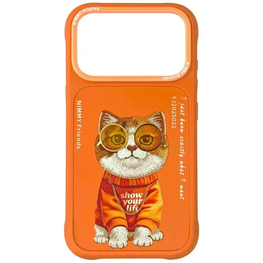 Nimmy Glasses Cool Cat phone case for iPhone 17 Pro Max orange