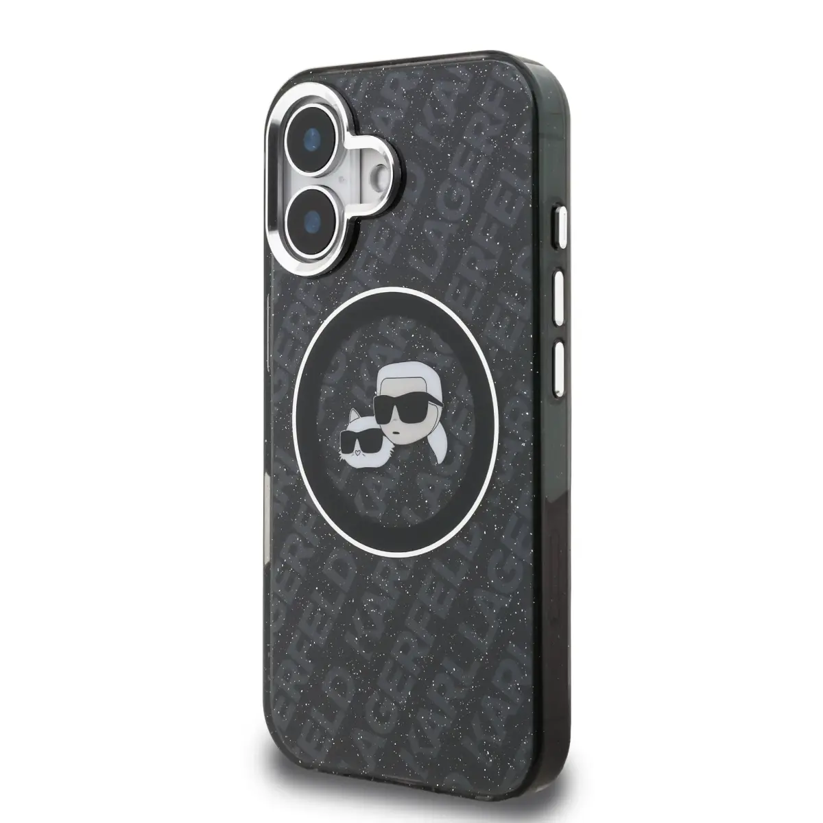 Karl Lagerfeld IML K&CH Heads Repeated Logo MagSafe Case for iPhone 16 Black