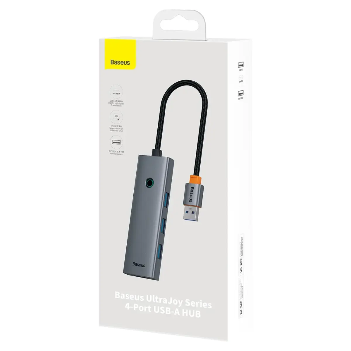 Baseus UltraJoy Series USB-A hub 4xUSB-A 3.0 1xUSB-C 5V 50cm - gray