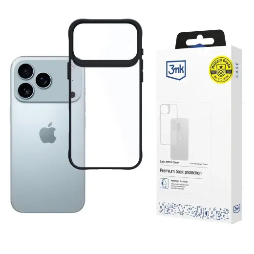 3mk Satin Armor Case+ for iPhone 17 Pro Max - Transparent Black