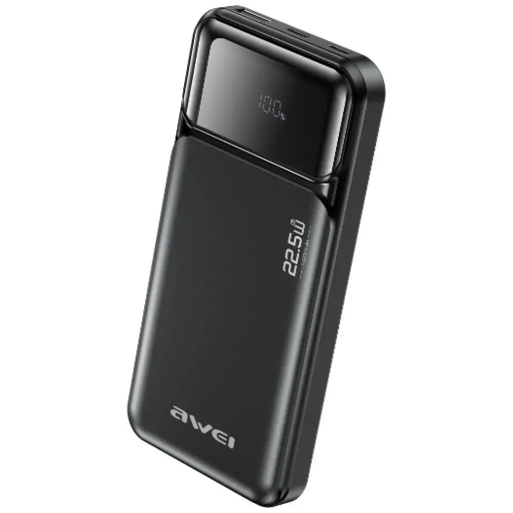 Awei PA-90 ārējais akumulators (powerbank) | 10 000 mAh | 22.5W | PD | USB-C | melns