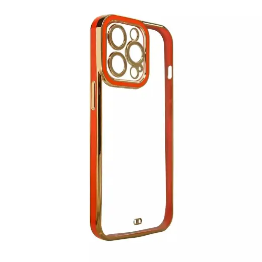 Fashion Case Gold Frame Gel phone case for iPhone 13 Pro Max red