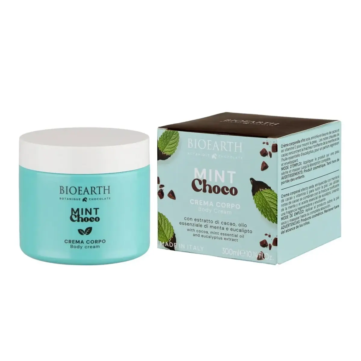 Bioearth, Mint Choco, Hydrating & Softening, Body Cream, Daily, 300 ml