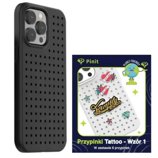 Pinit Dynamic + Tattoo Pin чехол для телефона iPhone 14 Pro чёрный
