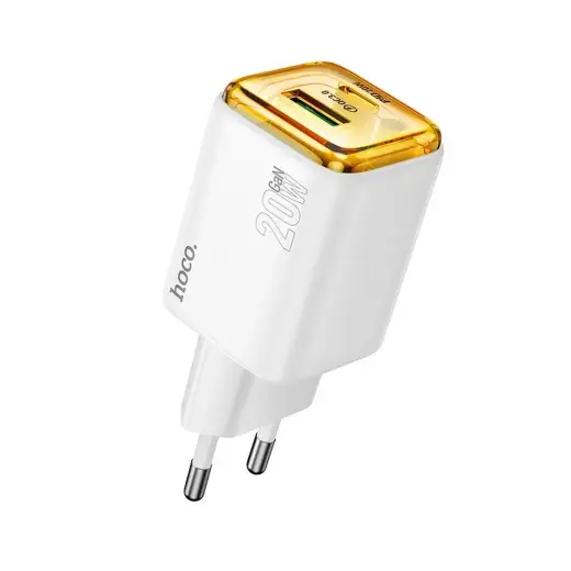 HOCO N52 tīkla lādētājs | 20W | PD, QC | USB-C, USB-A | balts