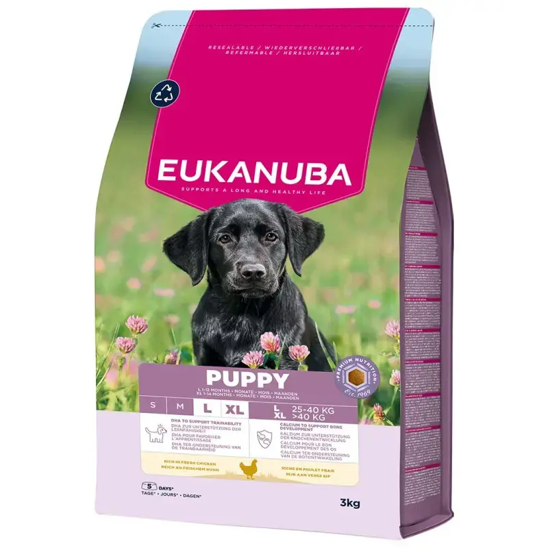 Sausa barība kucēniem - Eukanuba Puppy Large Breed Chicken 3 kg