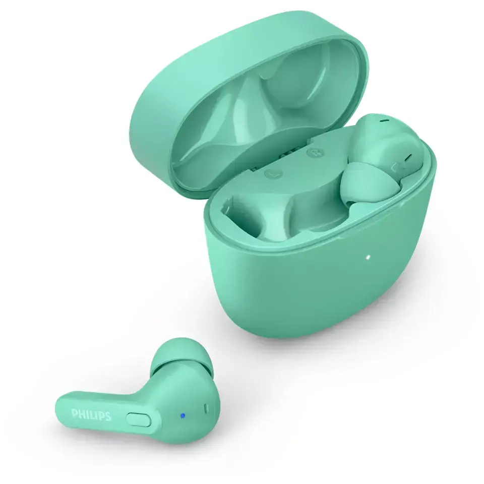 PHILIPS in-ear true wireless earphones with portable charging case, green