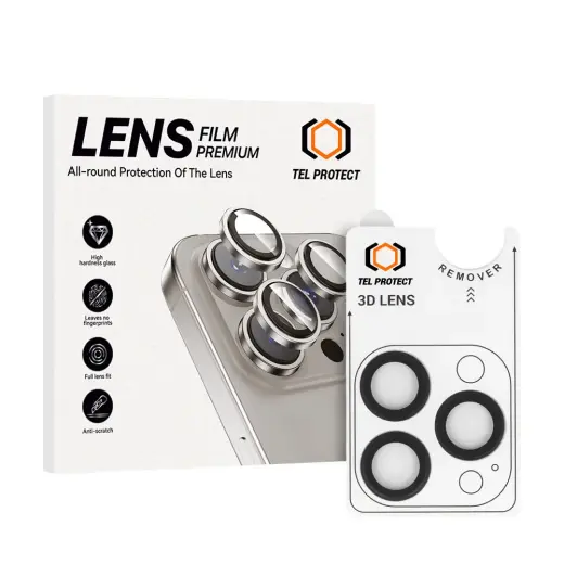 Tempered glass Tel Protect 3D Lens on camera for Iphone 13 Pro/13 Pro Max black (lens 3 pieces)