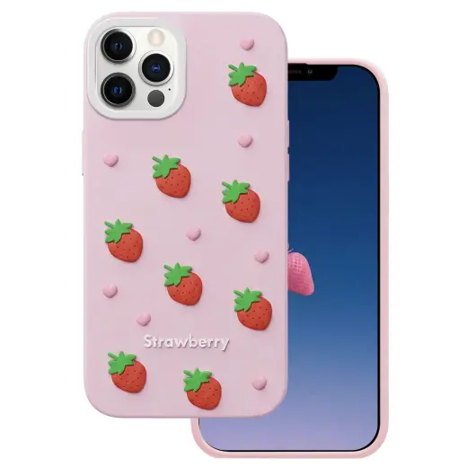 Strawberry telefono dėklas iPhone 12 | iPhone 12 Pro rožinis