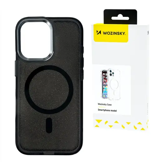 Wozinsky Glitter telefono dėklas su MagSafe palaikymu Samsung Galaxy S24 FE (S721) juodas