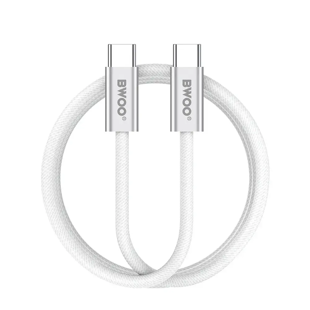 BWOO BO-X317C-C datu pārraides un uzlādes vads | USB-C uz USB-C | 240W | 1m | balts