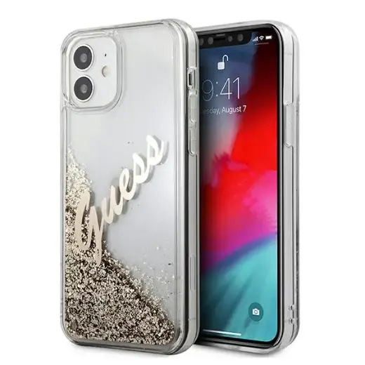GUHCP12SGLVSGO Guess Liquid Glitter Vintage Cover for iPhone 12 mini 5.4 Gold