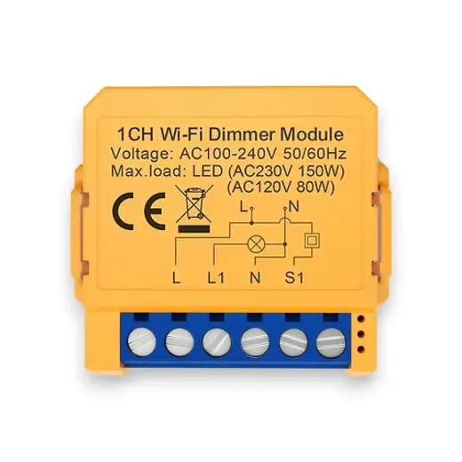 Vieds Wi-Fi dimmeris, TRIAC 230Vac, 150W, darbojas ar parastu slēdzi, TUYA / Smart Life