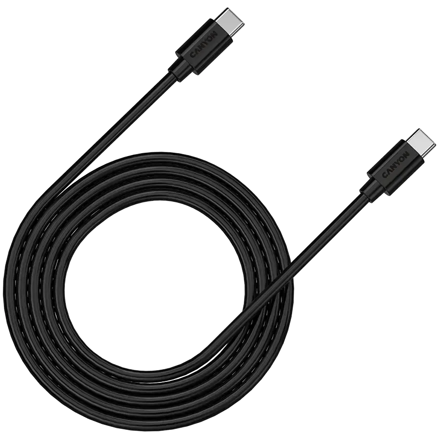 CANYON UC-12, cable 100W, 20V/ 5A, typeC to Type C, 2M with Emark, Power wire :20AWG*4C,Signal wires :28AWG*4C,OD4.5mm, PVC ,black