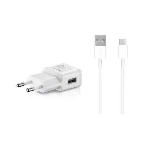 Samsung EP-TA200EWE kelioninis įkroviklis | 15W | USB-A, USB-C | su USB-A į USB-C laidu komplekte | baltas (OEM)