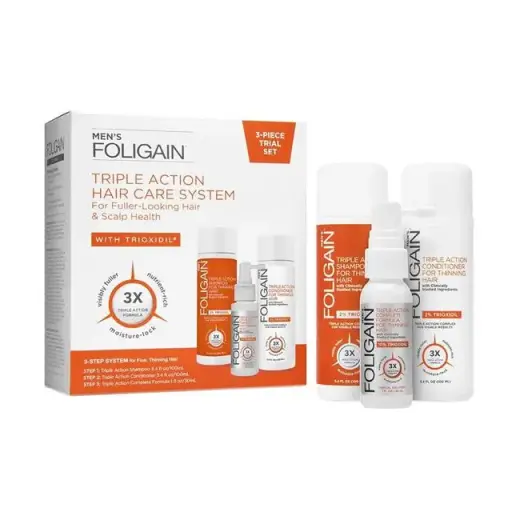 FOLIGAIN COMPLETE HAIR REGROWTH SYSTEM for Men with Trioxidil® (3-Piece Starter/Trial Set)