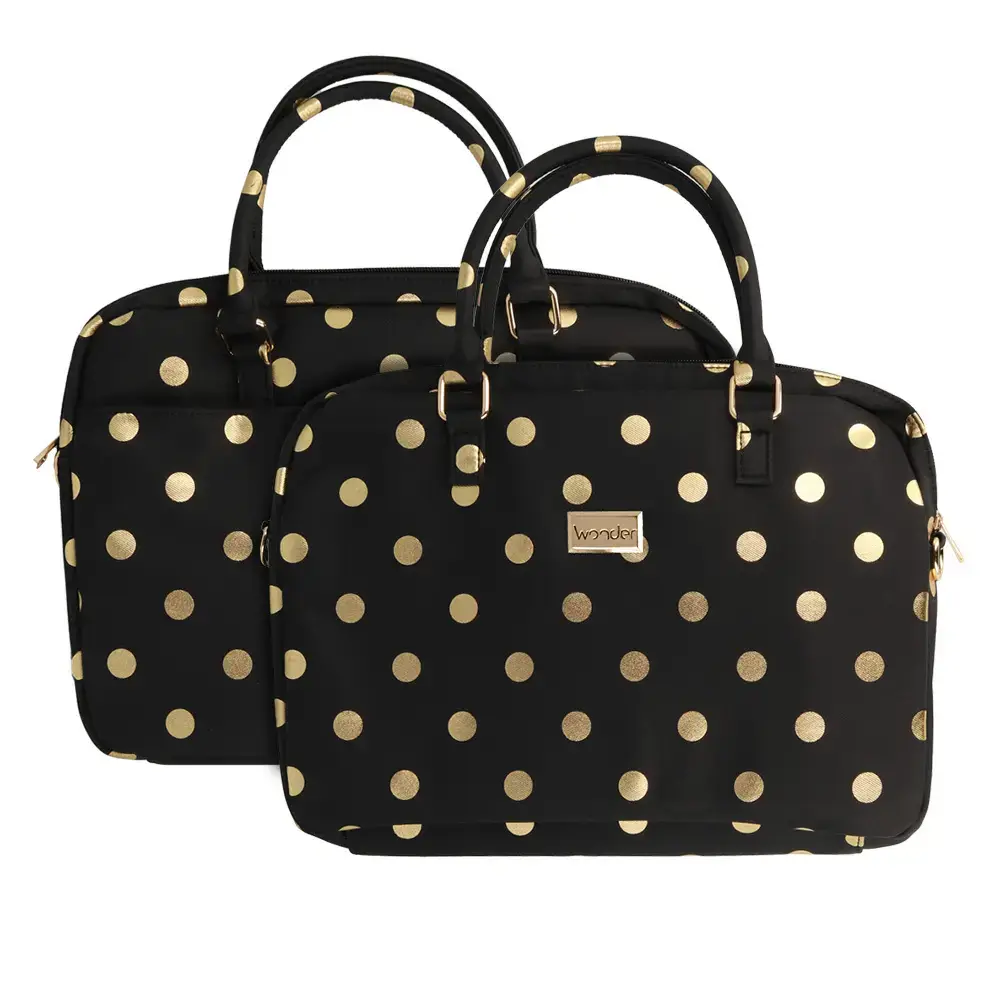 Wonder Briefcase Laptop 17 inches gold polka-dot