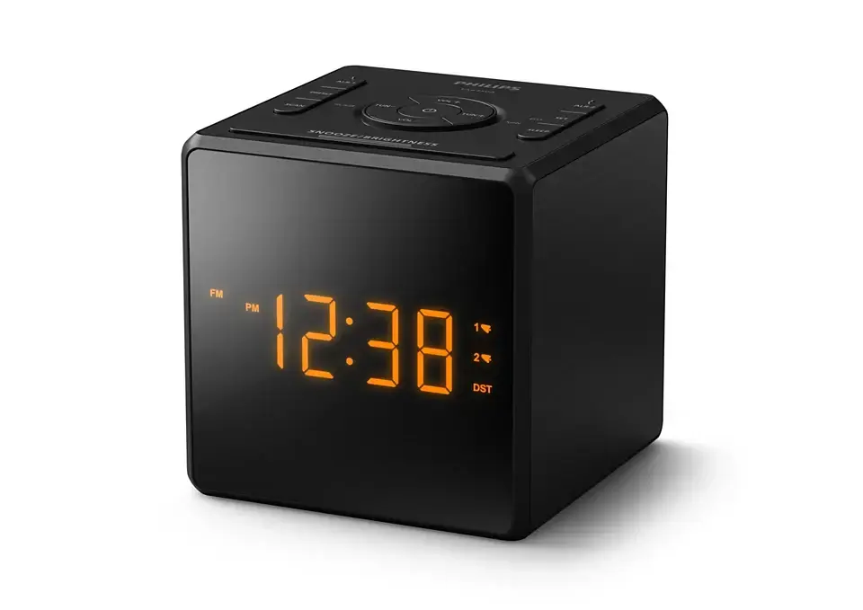PHILIPS radio pulkstenis ar USB, melns